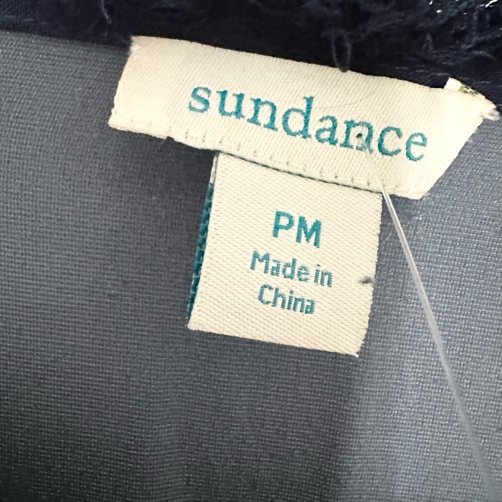 Sundance blouse size MP blue silk blend short sleeve - Picture 2 of 4